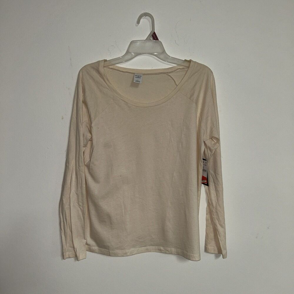 Melrose & Market Cream 100% Cotton Long Sleeve Top Women’s Medium NWT